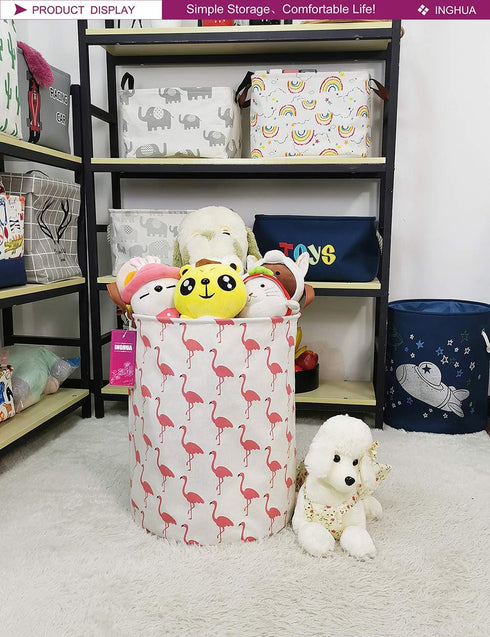 Laundry Hamper Large Canvas Fabric Lightweight Storage Basket/Toy Organizer/Dirty Clothes Collapsible Waterproof for College Dorms, Boys and Girls...