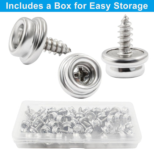 Bonsicoky 50 Pcs Stainless Steel Boat Canvas Snaps, 3/8" Socket Snap Screw Canvas Snap Tool for Boat Covers, Total Length: 16mm...