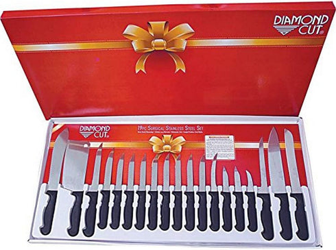 Diamond Cut Kitchen Utensil 19 Piece Cutlery Set, Multisizes...