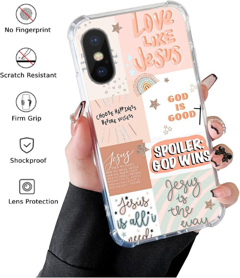 Boho Jesus Collage Phone Case Compatible with iPhone X/iPhone Xs, Christian Quote Collage Case for Girl Women Men, Unique Soft TPU Bumper Cover Ca...