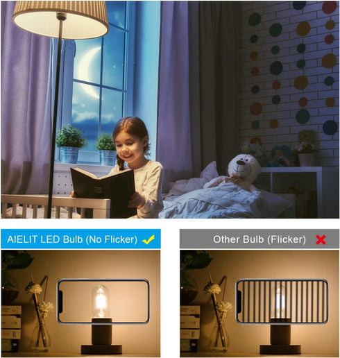 40 Watt Equivalent LED Bulb, E26 Base, Energy Efficient 4W, Soft Warm White 3000K Dimmable 400lm Tubular T14 T45 Edison LED Light Bulbs for Pendan...