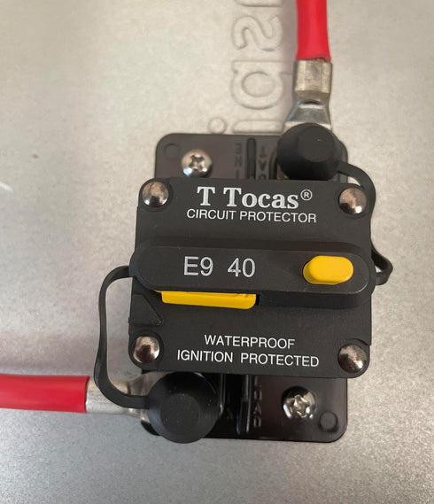 E9 40 Amp Circuit Breakers with Manual Reset | 12V - 72V DC IP67 Waterproof Protection | UL Certified Surface-Mount Switchable 40A...