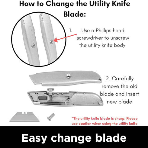 INTERNET'S BEST Premium Utility Knife Set | Retractable Box Cutter with Metal Handle | Heavy-Duty Cutting for Cardboard, Carpet, Plastic | Retract...