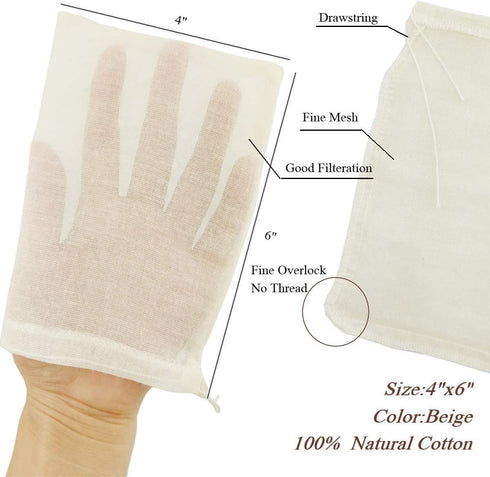 Cheesecloth Bags for Straining,Reusable Cold Brew Coffee Cheese Cloths Strainer,Large Nut Milk Tea Juice Bag,100% Natural Cotton Fine Mesh Filter ...