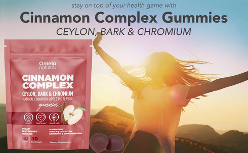 Sugar-Free Ceylon Cinnamon Complex Gummies Apple Cinnamon Flavor | Immune Support & Antioxidant Supplements | 2000mg Cinnamon Complex with Chromiu...