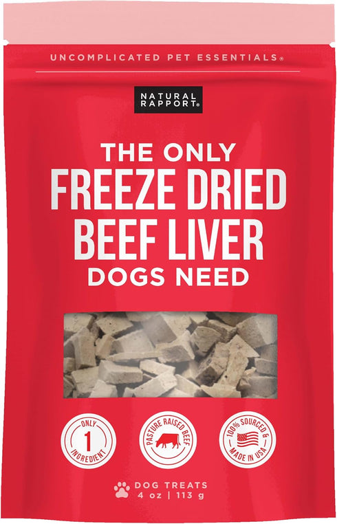Natural Rapport Beef Liver Dog Treats - The Only Freeze Dried Beef Liver Dogs Need - Grain-Free Beef Bites, Dog Treats for Small and Large Dogs (4...