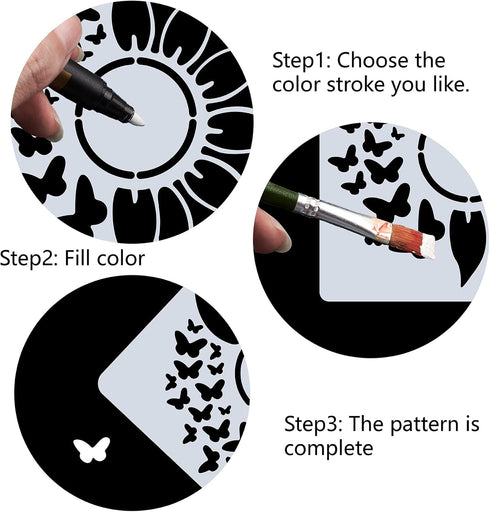 GORGECRAFT 12"X12"Sunflower Butterfly Stencil Flower Templates Sun Petals Reusable Templates Plastic Drawing Painting Stencils Template for Painti...