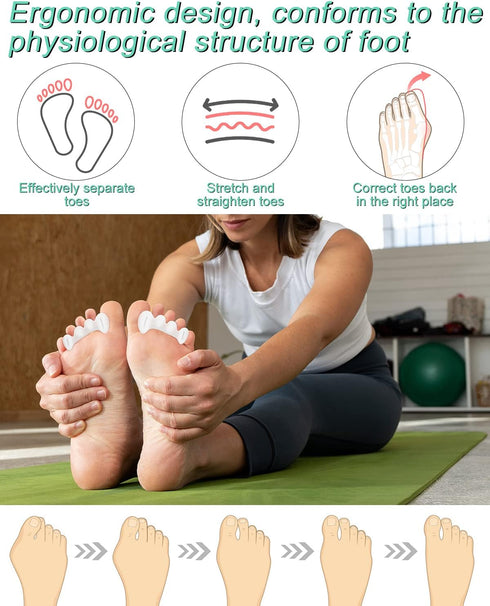 2 Pcs Toe Spacers for Feet Women Men Bunion Corrector Toe Separators to Correct Your Toes, Toe Spreaders Toe Straighteners for Feet Pain Relief, H...