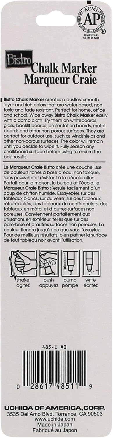Uchida of America Extra Fine Tip Bistro Chalk Marker, White...