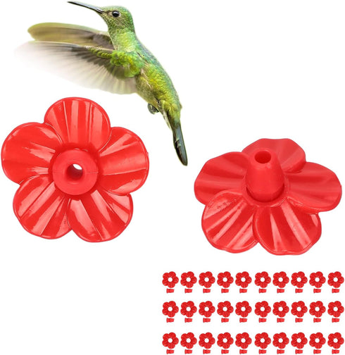 Ejoyous Hummingbird Feeder Part, 30Pcs Hummingbird Feeder Replacement Flowers Feeding Ports Replaceable More Bird Feeder Decorative Flower (Red)...
