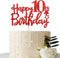 Red Glitter Happy 10th Birthday Cake Topper - Ten Sign Cake Topper - Cheers to 10 Years Party Supplies - 10th Birthday Party Decorations...