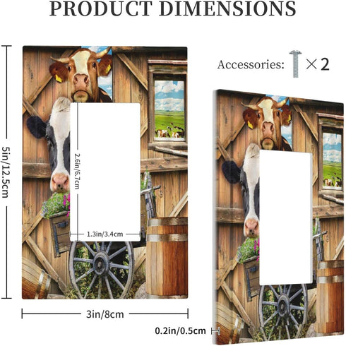 Farm Cow Single Rocker Light Switch Cover Decorative Wall Plate Electrical Switchplate for Farmhouse Country Home Decor...