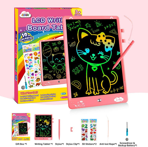 ZMLM LCD Drawing Tablet for Girls - 10 Inch Colorful Doodle Writing Pad Reusable Learning Educational Scribbler Toy for Children Boy 3 4 5 6 7 8 9...