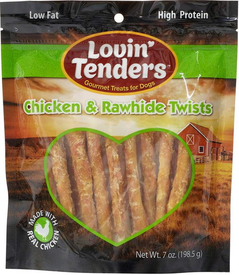 Lovin' Tenders Chicken & Rawhide Twists Natural Dog Treats 7 oz...
