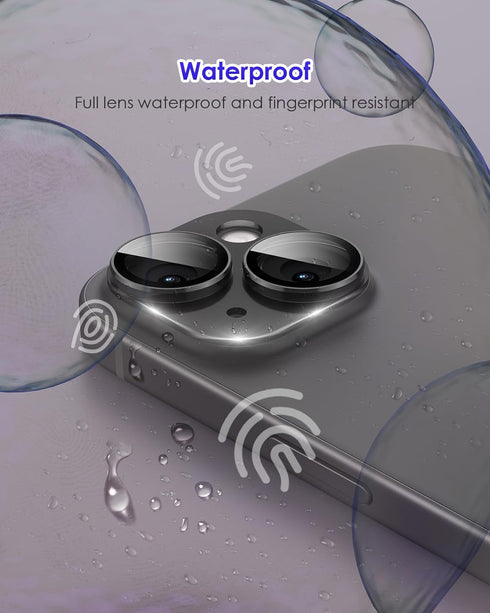for iPhone 15 Plus/iPhone 15 Camera Lens Protector Metal Plus Aluminium Alloy Ring 9H Tempered Glass Screen Case Friendly Camera Cover for iPhone ...