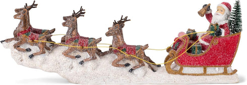 Transpac Y3954 Imports Reindeer Santa Sleigh Figurine, 14.5-inch Length, Resin, Multicolor...