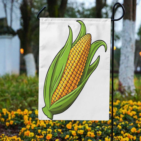 Corn Garden Flag Cartoon Golden Sweet Corn on The White Background Decorative Spring Summer Outdoor House Flag for Garden Yard Lawn 12 x 18 Inch...