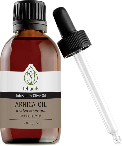 Arnica Infused Oil Extract (Macerated Oil), 1.7 Oz - 100% Pure and Potent Relief Body Oil for Muscles Aches, Wounds, Tendons, Bumps and Bruises an...