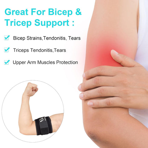 Bicep & Tricep Tendonitis Brace Compression Sleeve - Pain Relief for Bicep and Tricep Muscle Strains, Upper Arm Support (L/XL Width-4")...