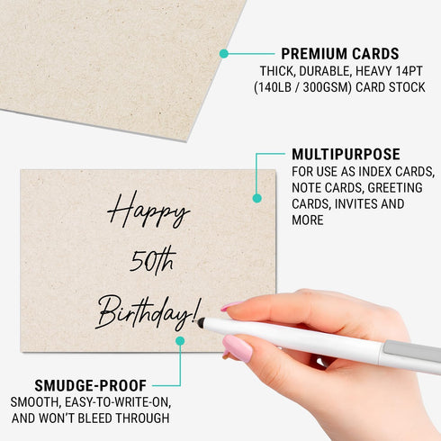 321Done Plain Blank Kraft Cards, Made in USA - 5x7 Thick, Heavyweight Rustic Card Stock Supplies to Make Invites, Greeting, Table Cards, Paper Cra...