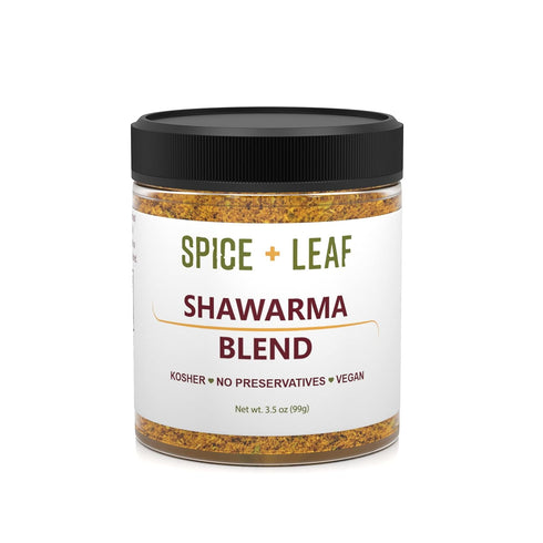 Premium Shawarma Spice Seasoning by Spice + Leaf, 3.5 Oz - Kosher, Vegan Preservative Free Spice Blend for Middle Eastern Flavor. Vegetarian, Dair...