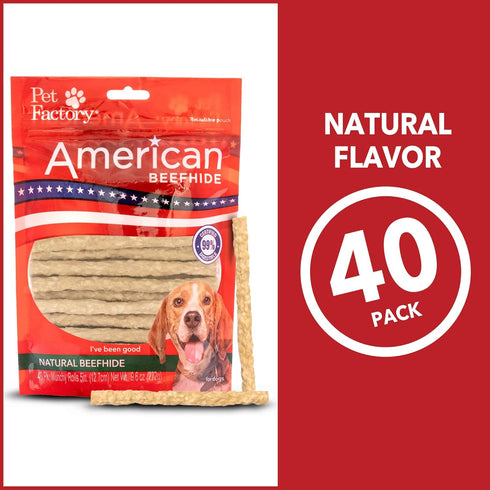 Pet Factory American Beefhide 5" Munch Mini Rolls Dog Chew Treats - Natural Flavor, 40 Count/1 Pack...