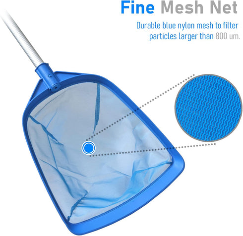 Swimming Pool Leaf Skimmer Net, with 5 Sections Telescopic Aluminum Pole & Nylon Medium Fine Mesh Pool Net, Pool Cleaning Tool for Removing Leaves...