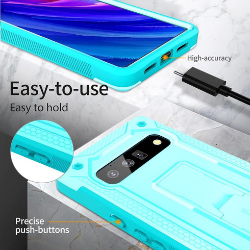 Compatible with Google Pixel 6 Case - Ultimate Drop Protection Case with Kickstand (Blue)...
