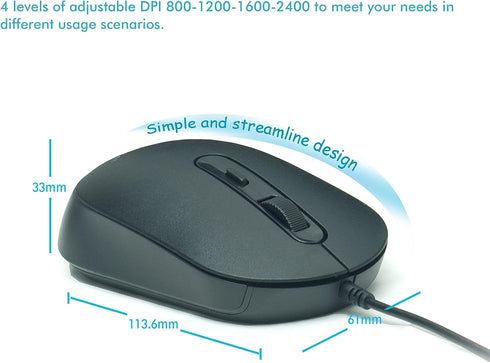 M104 Wired Computer Mouse 3 Pack, Silent Optical USB Corded Mouse Mice Bulk for Laptop PC Chromebook, Black...