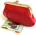 Womens Leather Mini Wallet ID Credit Cards Cash Coin Holder Case Organizer Purse with Framed & Zipper Closures - RED, (COIN03-RED)...