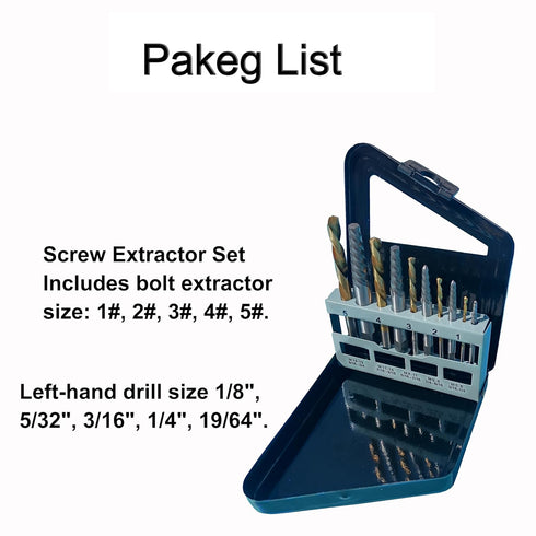 High Speed Steel Screw Extractor & Left Hand Drill Bit Set of 10, Easy Out Screw Extractor Set for Removing Broken Screws, Bolts & Studs...