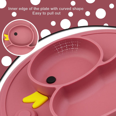 Baby Divided Plate Placemat Silicone- Portable Non Slip Child Feeding Suction Plate for Children Babies and Kids BPA Free Baby Dinner Plate Microw...