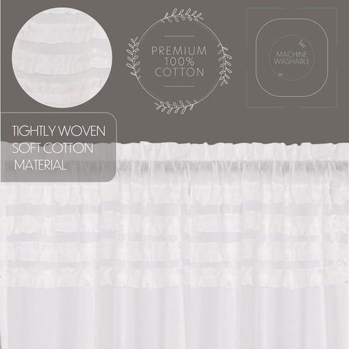 VHC Brands Farmhouse 16"x60" Valance White Rod Pocket Kitchen Window Curtains...