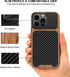 TENDLIN Compatible with iPhone 15 Pro Case Wood Grain with Carbon Fiber Texture Design Leather Hybrid Slim Case (Black)......