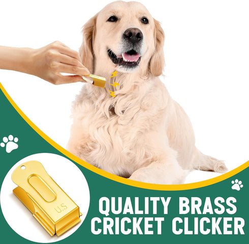 2 Pieces Brass Pet Training Clicker Signaling Cricket Clicker Metal Dog Clicker for Puppy Cats Trainer Pet Owners (Gold)...