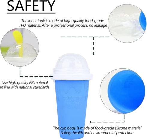 Magic Slushy Maker Cup, Quick Frozen Smoothies Cup,Cooling Cup Double Layer Squeeze Cup,Homemade Milk Shake Ice Cream Maker diy for Kids and Famli...