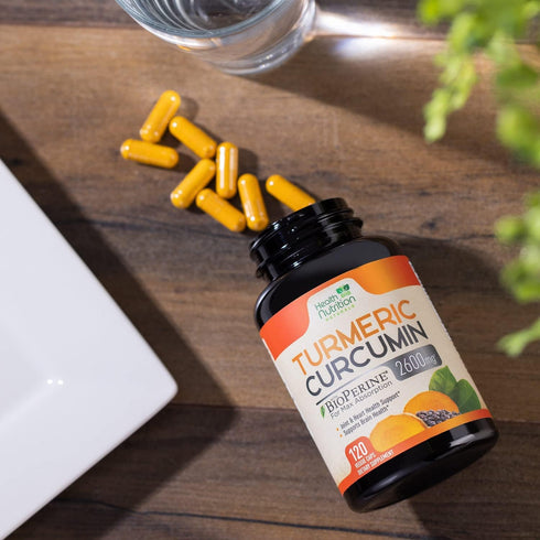 Turmeric Curcumin with BioPerine Black Pepper Extract 2600mg - High Absorption Ultra Potent Tumeric Herbal Supplement with 95% Curcuminoids, Natur...