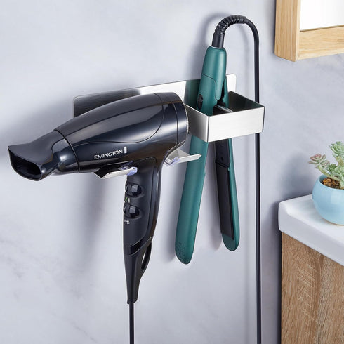 Hair Dryer Holder Wall Mounted, Blow Dryer Holder Stainless Steel, Adhesive Blow Dryer Holder, Hair Straightener Holder Curling Iron Holder Hair T...