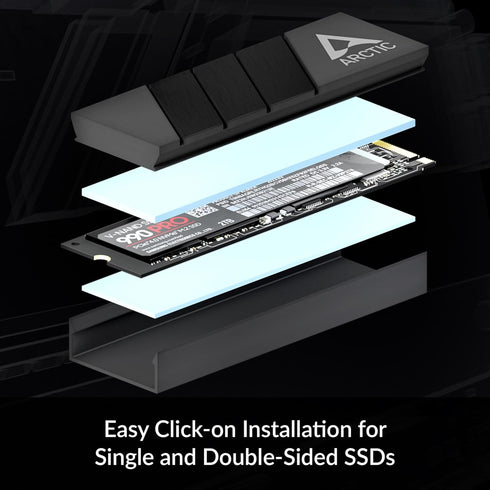 ARCTIC M2 Pro - Heatsink Cooler for M.2 2280 SSD, with ARCTIC TP-3 thermal pads, compatible with PC & gaming consoles, for dual and single-sided S...