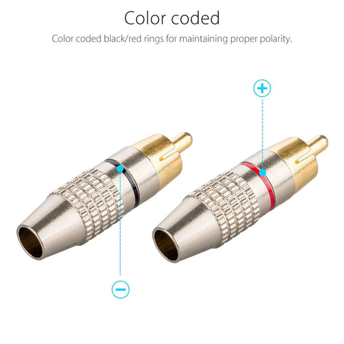 EEEKit 20Pack RCA Male Plug Solder, Gold Audio Video Adapter Connector for Speaker Wire Wall Plate Home Theater Audio Video Receiver Amplifiers an...