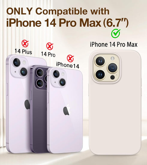 GONEZ for iPhone 14 Pro Max Case Silicone, Compatible with Magsafe, with 2X Screen Protector + 2X Camera Lens Protector, Liquid Silicone Shockproo...