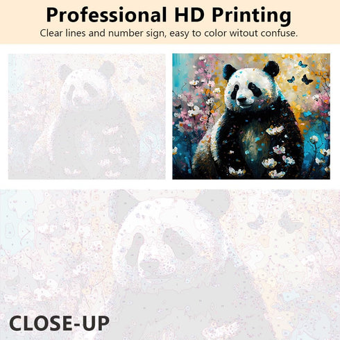 TUMOVO Panda Animal Paint by Numbers for Adults Beginner Chinese Panda Oil Paint by Number Kits On Canvas Acrylic Paint,Drawing Paintwork with Pai...