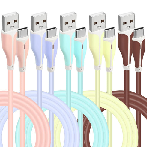 GELRHONR 5Pack USB C Charging Cable,USB-A to USB Type C 3A Fast Charging Cable,Colourful USB C Cable for Tablet,Phone-1M...