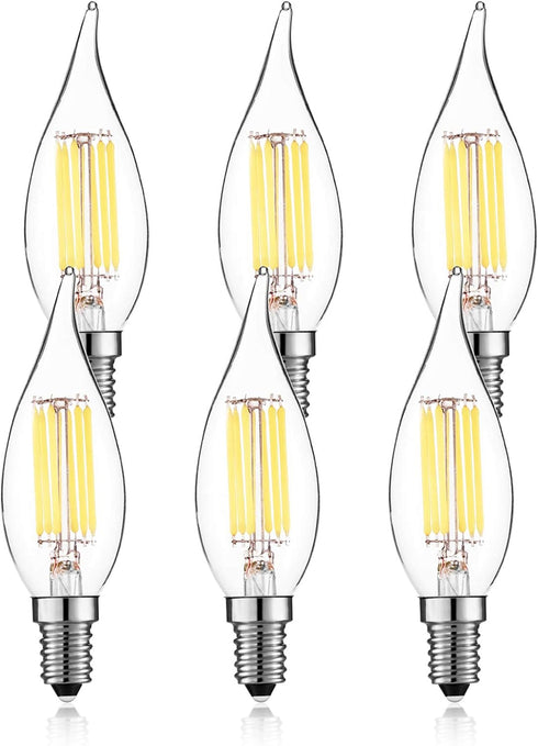 AMDTU 4000k LED Chandelier Light Bulbs,Dimmable E12 Daylight White,6w 60Watt Equivalent for Dining Room,Kitchen 6pack,LED Candelabra Light Bulbs...