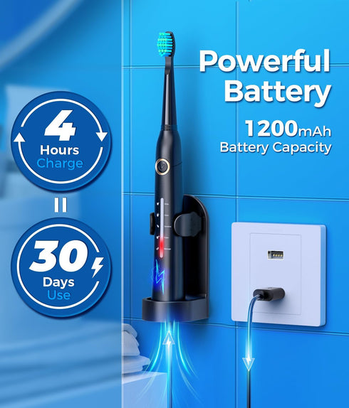 Sonic Electric Toothbrush for Adults, Power Electric Toothbrush with 8 Brush Heads, Travel Case, 40000 VPM Deep Clean 5 Modes, Rechargeable Toothb...