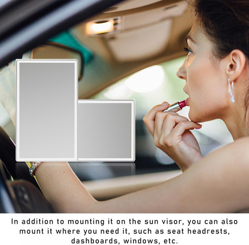 2 PCS Car Visor Vanity Mirror, Stainless Steel Automotive Makeup Mirror, Sun-Shading Cosmetic Mirror Stick on Visor, Seatback, Dashboard, Window, ...