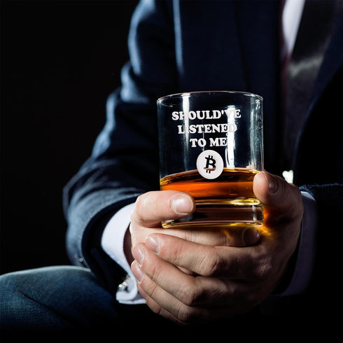 Shouldve Listened Bitcoin Round Rocks Glass - Crypto Gift, Satoshi...