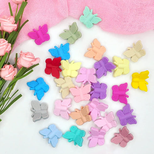 20Pcs Silicone Butterfly Beads, Cute Cartoon Animal Beads, Colorful Shaped Flat Beads, Loose Silicone Spacer Beads, for Adults DIY Necklaces Brace...