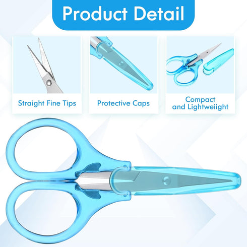 3Pcs Small Craft Scissors, Mini All Purpose Scissors with Cover Stainless Steel 3In Tiny Travel Scissors Portable Straight Fine Tips Scissors Set ...