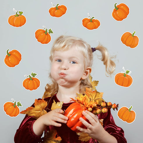 60 Pieces Pumpkin Cutouts Classroom Decoration Fall Bulletin Board Decorations 6 Designs Pumpkin Cutouts with 60 Glue Point for Halloween Fall Tha...